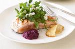 American Chargrilled Salmon With Beetroot And Walnut Sauce Recipe Dinner