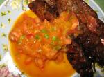 American Flank Steak With Grilled Mango and Watermelon Chutney Appetizer