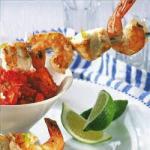 American Anglerfish Prawn Skewers with Tomato Salsa Appetizer
