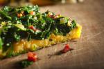 American Polenta pizza With Pancetta and Spinach Recipe Appetizer