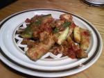 American Fast Easy Chicken in Salsa with Zucchini Dinner