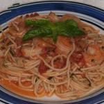 Italian Pasta with Shrimps and Pink Sauce Dinner