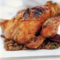 Spanish Roast Cinnamon Squab Chickens with Lentils Dinner