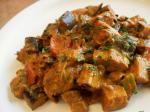 American Eggplant Tomato and Green Onion Curry Appetizer