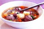 British Meatball Vegetable and Barley Soup With Rosemary Croutons Recipe Appetizer