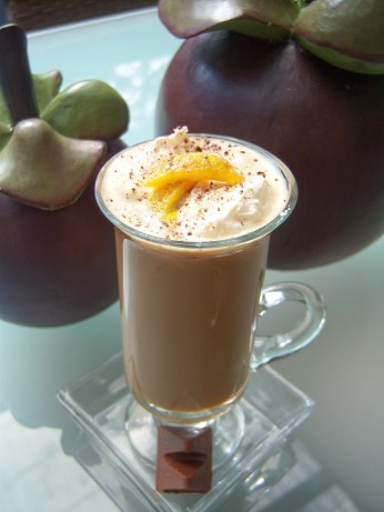 American Orange Coffee Topped With Honey Nougat Chocolate And Orange Peel Dessert