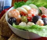 American Shrimpprawns and Olives Salad Dinner