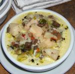 American Chopped Mushroom Stems and Scallop Chowder Appetizer