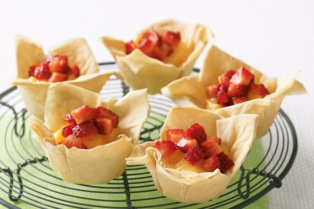 American Warm Strawberry Custard Tarts Recipe Dessert