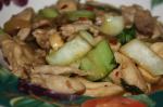 American Gingersesame Chicken With Bok Choy Onion and Mushrooms Appetizer