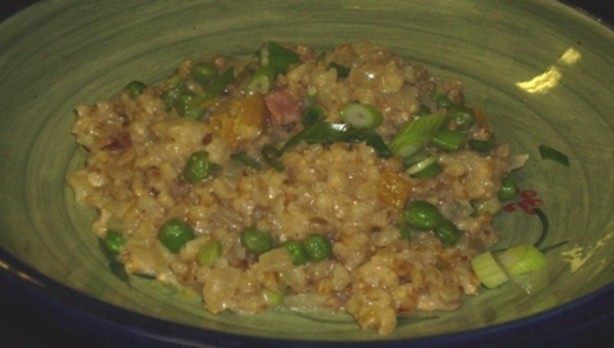 Italian Creamy Pea  Chive Pearl Barley Risotto reduced Fat Appetizer