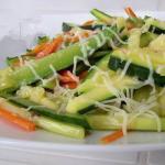 American Courgettes and Carrots Vegetables with Basil Cheese Sauce Appetizer