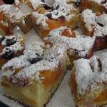 American Easier Apricot Cake from the Plate with Blueberries Dessert