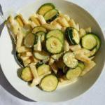 American Poelee of White Asparagus and Courgettes Appetizer