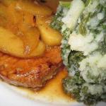 Australian Pork Chops with An Apple Mustard Sauce and Cabbage Stamppot Dessert