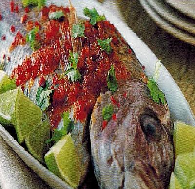 British Steamed Whole Fish With Chilli Garlic And Lime Appetizer