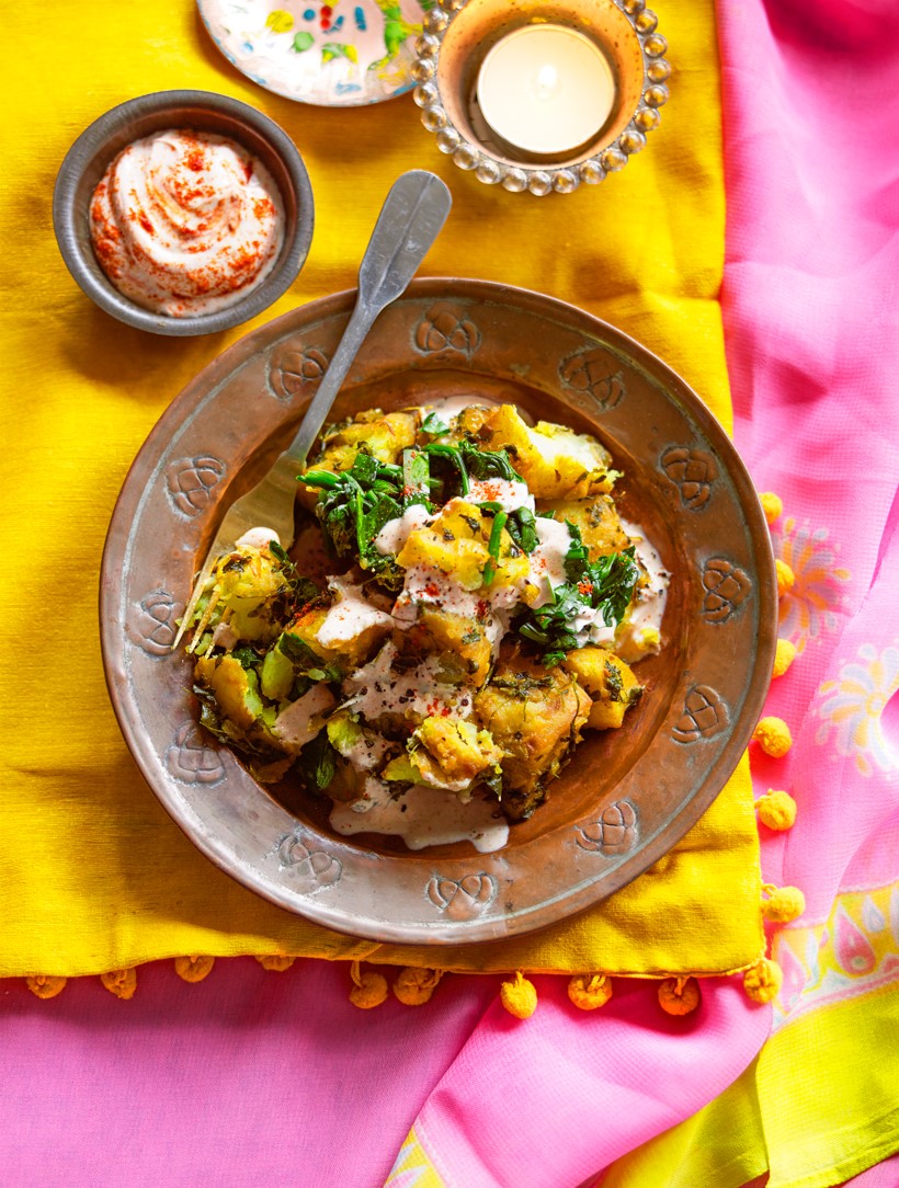 Australian Potato with Fenugreek and Spinach aloo Methi Palak Appetizer