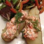 American Baked Potato District with Salmon Appetizer