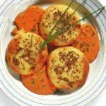 American Caraway Cakes on Tomato Sauce Appetizer