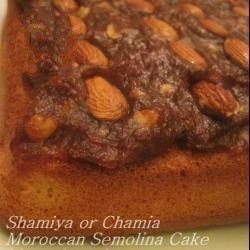 Moroccan Chamia or Cake of Moroccan Semolina Dessert