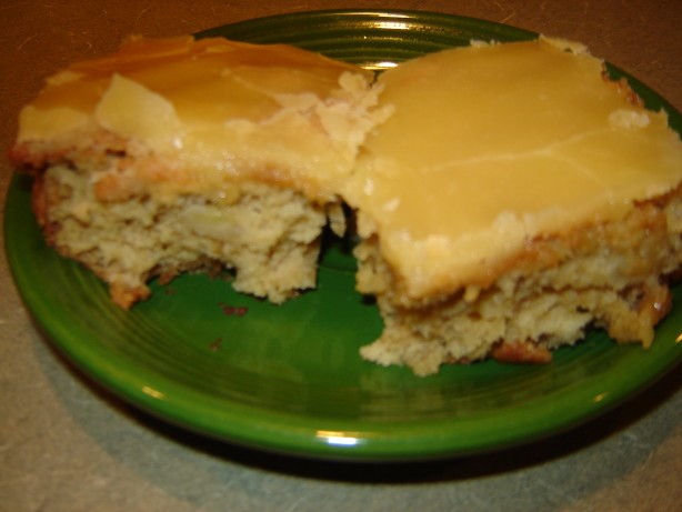 American Oatmeal Banana Chunk Bars With Caramel Icing Dessert