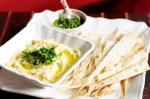 American Crispy Tortilla Chips With Hummus And Chilli Salsa Recipe Appetizer