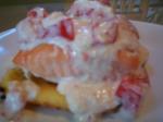 American Salmon over Gritcakes With Tomato Alfredo Appetizer