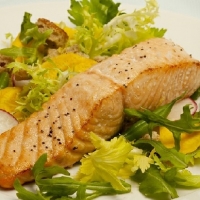 American Grilled Salmon With Green Salad BBQ Grill