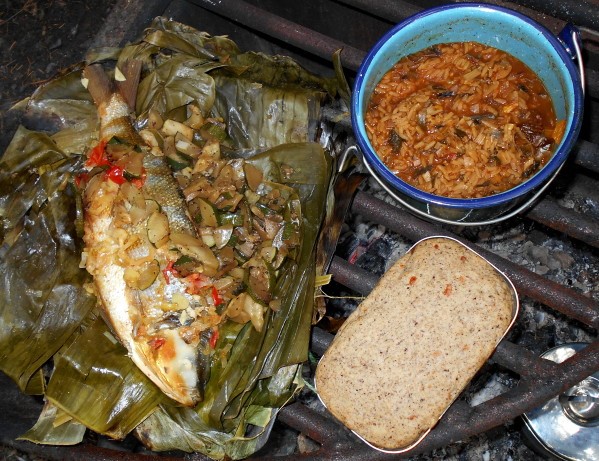 Australian Baked Fish Wrapped in Banana Leaves Dinner