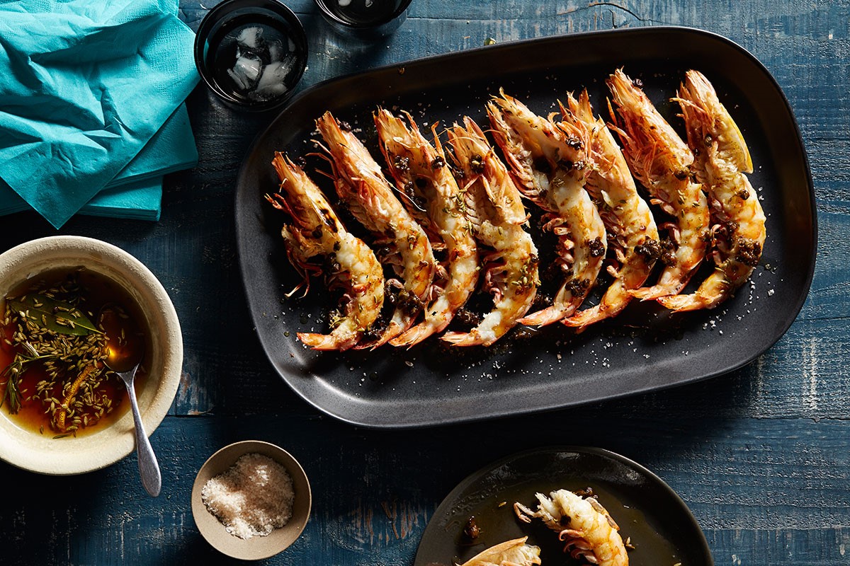 Australian King Prawns with Spiced Honey Butter and Crispy Capers Appetizer