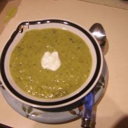 American Soup with Leeks and Small Peas Dinner