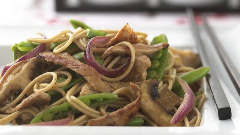 Australian Skinny Teriyaki Pork and Mushroom Lo Mein Appetizer