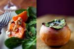 American Spinach Salad With Persimmons Goat Cheese and Walnuts Recipe Appetizer