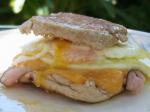 American English Muffins With Eggs Cheese and Ham Dinner