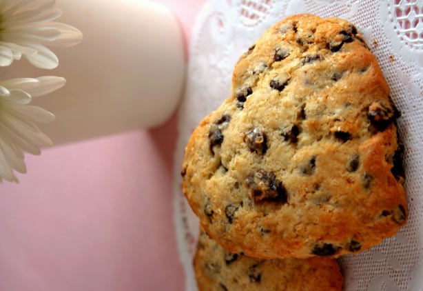 American Heartshaped Dried Cherry and Chocolate Chip Scones Breakfast