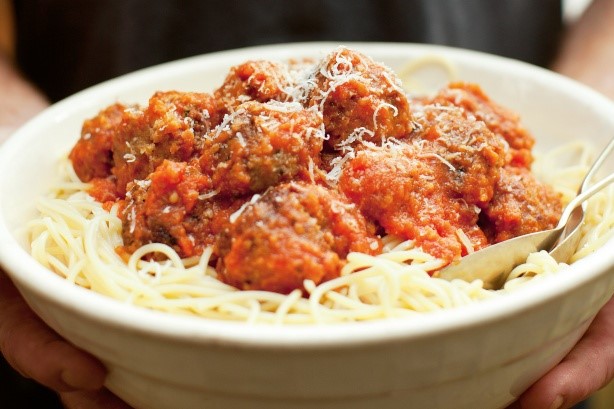 American Spaghetti And Meatballs With Slowroasted Tomato and Red Wine Sauce Recipe Appetizer