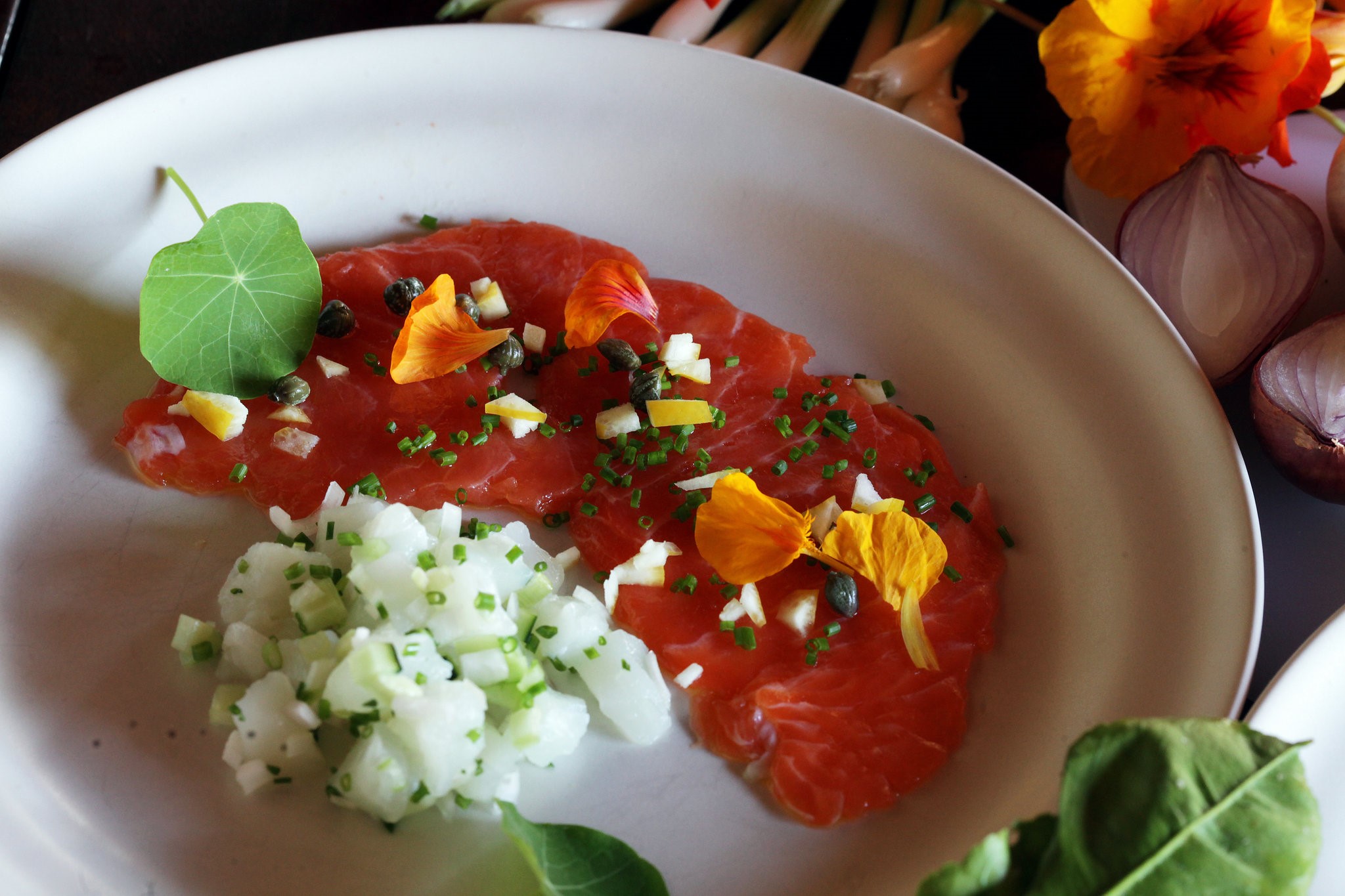 Canadian Salmon Carpaccio and Halibut Tartare Recipe Appetizer