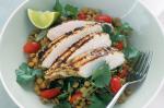 Canadian Barbecued Lime And Coriander Chicken Breasts With Lentil Salad Recipe Dinner
