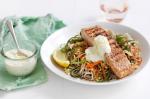 Chargrilled Salmon With Soba Noodle Slaw And Wasabi Mayo Recipe recipe