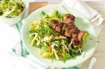 Japanese Japanesestyle Lamb Skewers With Crunchy Noodle Slaw Recipe Appetizer