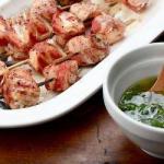 American Bacon Wrapped Bbq Salmon Skewers Dinner