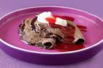 Chocolate Crepes With Raspberry Syrup Recipe recipe