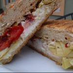 French Panini with Goat Cheese Artichoke and Tomatoes Appetizer