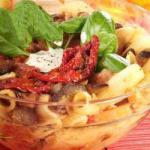 American Penne with Baklazanem and Dried Tomatoes Appetizer
