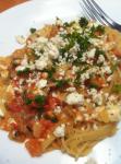 American Mediterranean Spaghetti With Tomatoes and Feta Appetizer