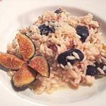 American Risotto with Figs Ham and Flakes of Pecorino Cheese Appetizer