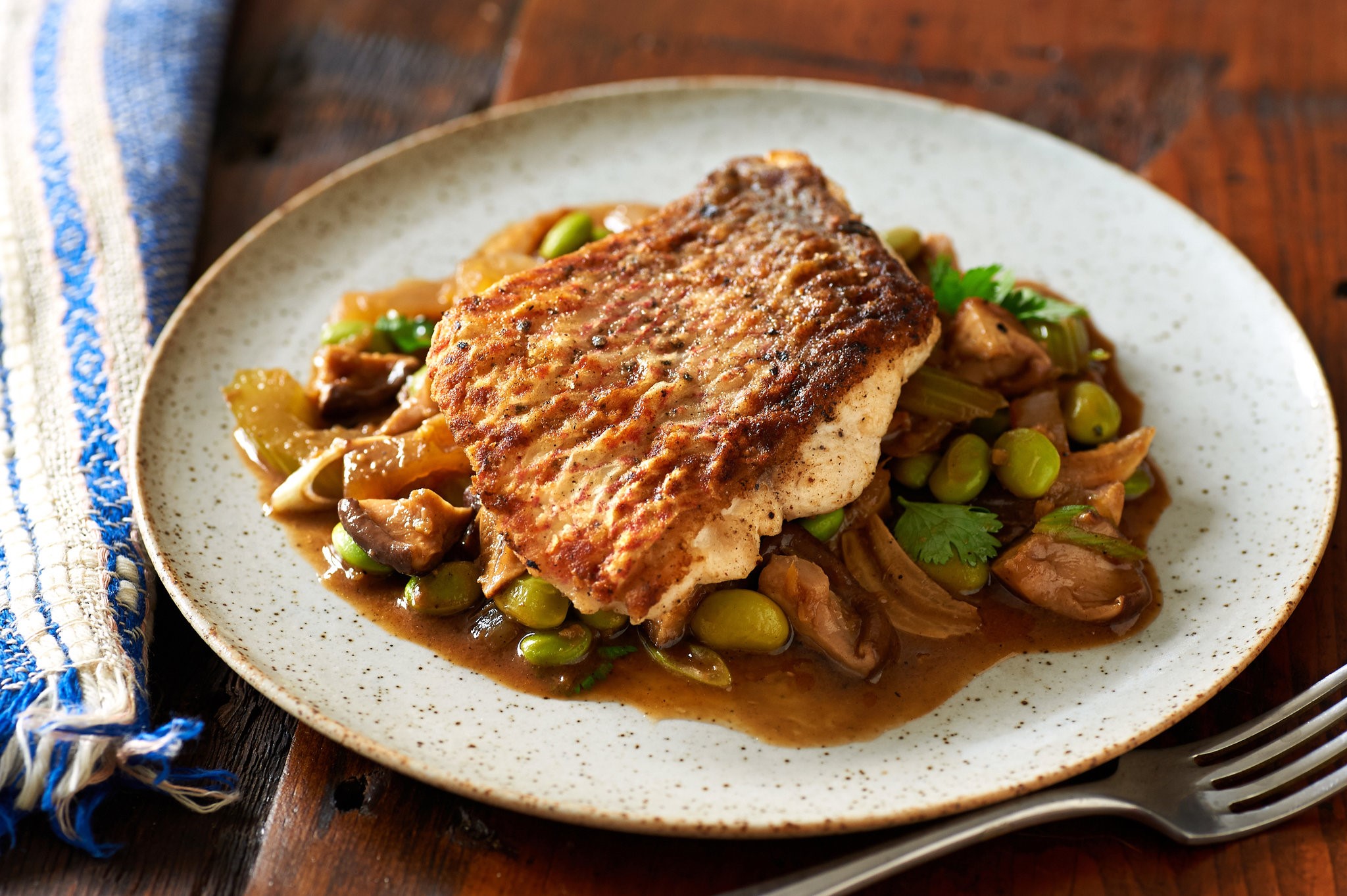 American Seared Fish With Asian Mushroom Ragout Recipe Dinner