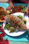 Indonesian Barbecued Trevally with Sambal Bajak Makassar Appetizer