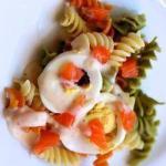 British Salad with Pasta Smoked Salmon and Eggs Appetizer