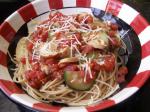 American Spaghetti With Tomato Chilli Mushroom Zucchini  Garlic Appetizer